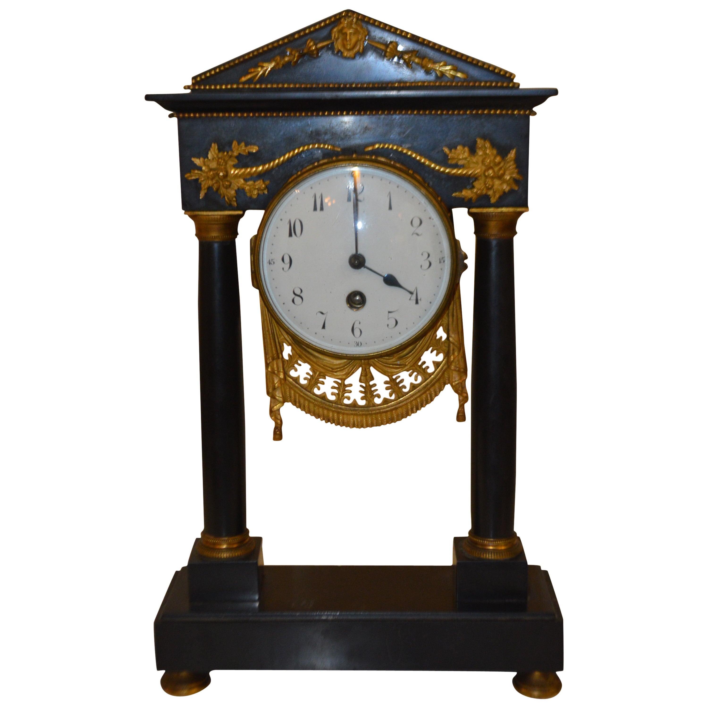 19th Century French Desk Marble Clock For Sale