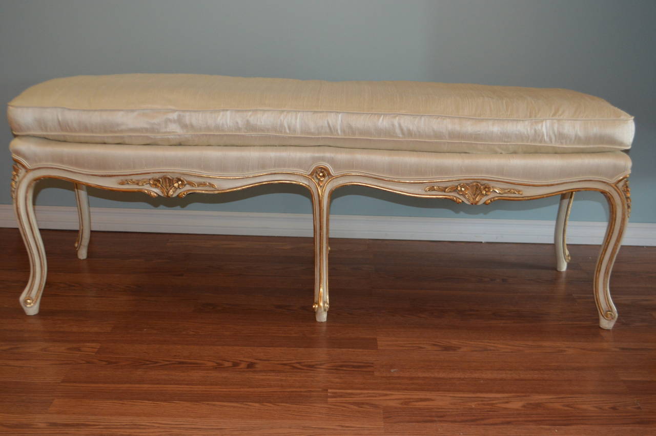 Louis XV Style Bench Showing Painted Showing Gilt Accent, for Custom Order For Sale 2