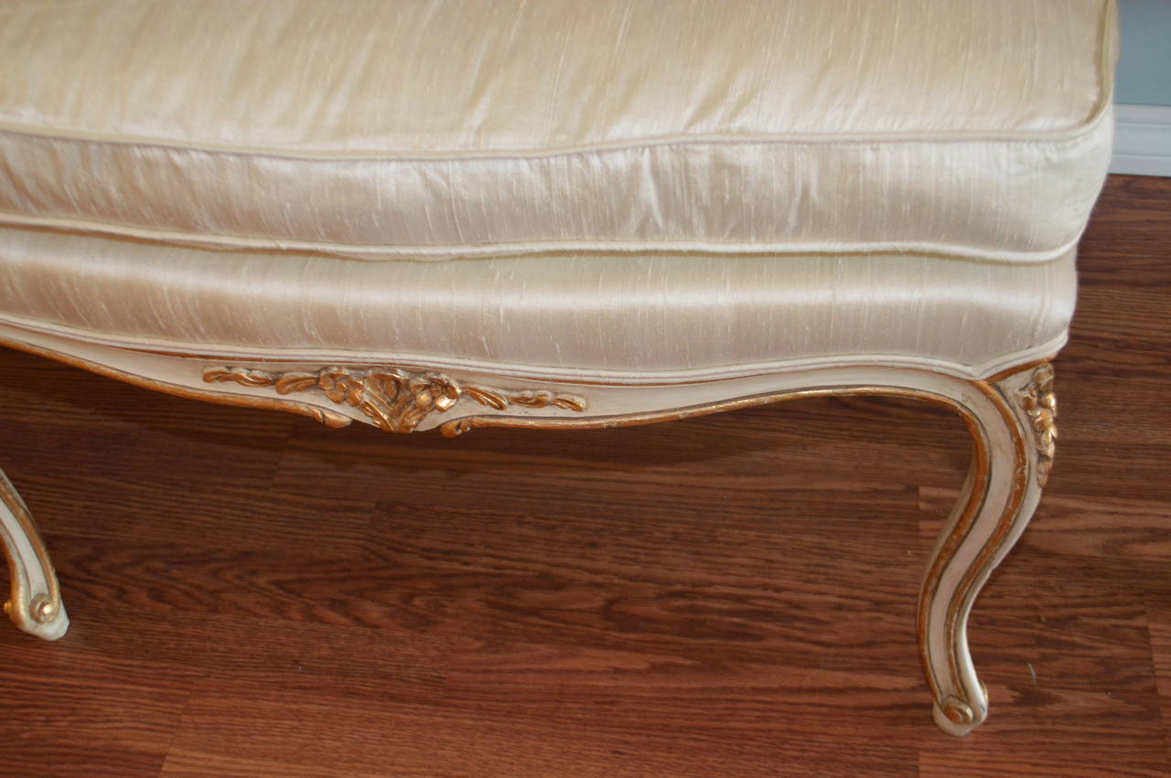 Contemporary Louis XV Style Bench Showing Painted Showing Gilt Accent, for Custom Order For Sale