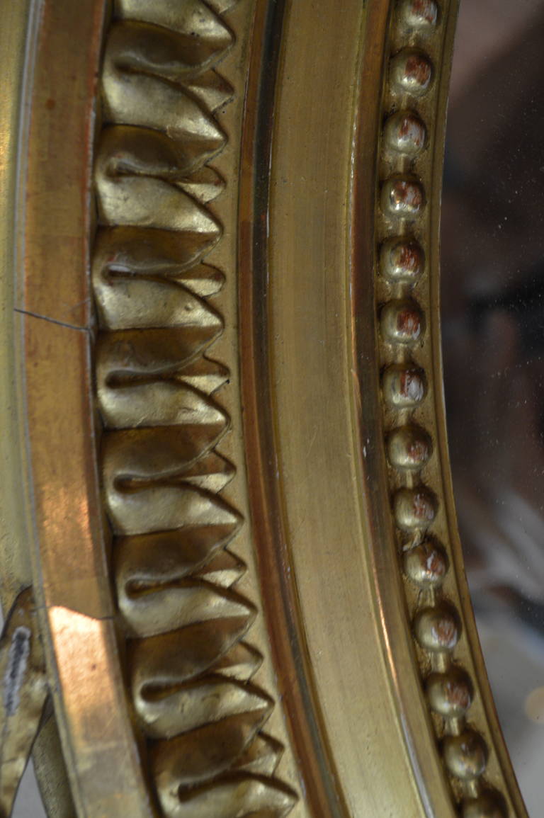 19th Century, Louis XVI Style Oval Gilded Mirror 1