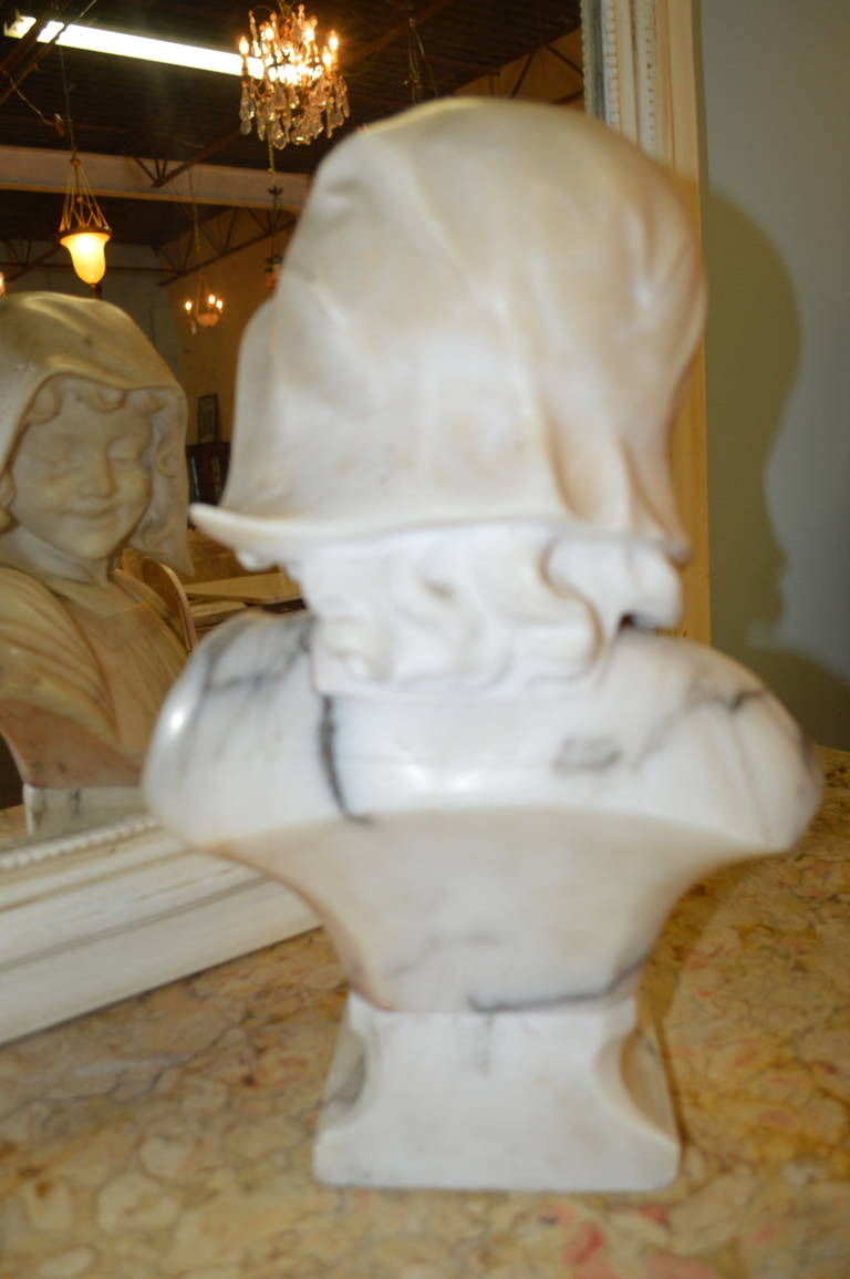 Marble Bust of Young Lady, Signed 1