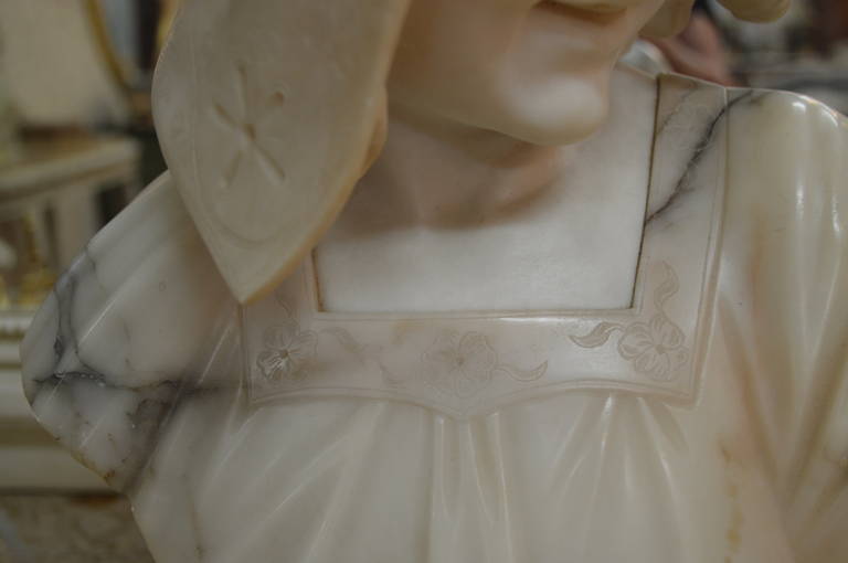 Marble Bust of Young Lady, Signed 2