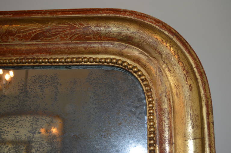 Wood Louis Philippe period gilded mirror