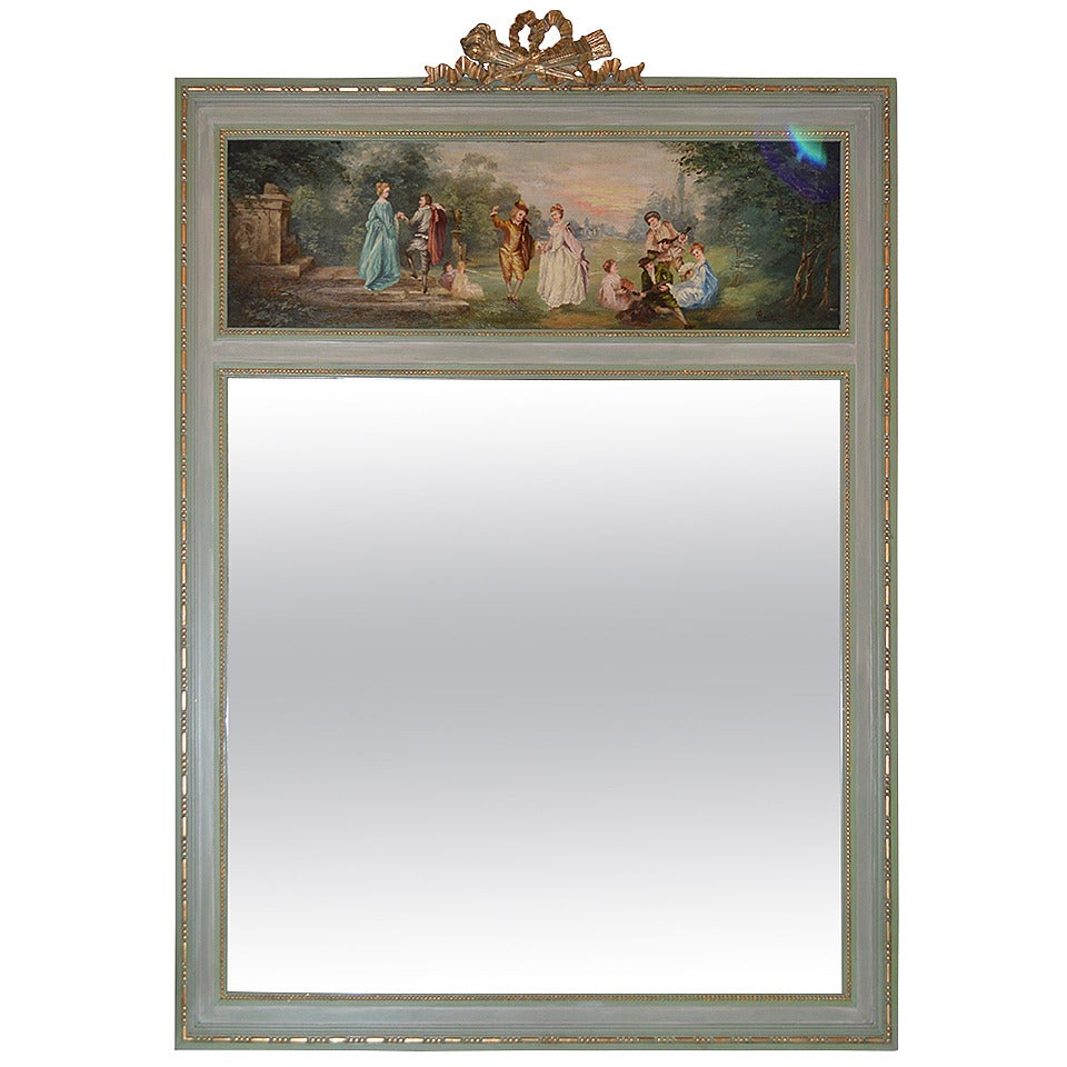 Louis XVI Style Painted Trumeau Mirror