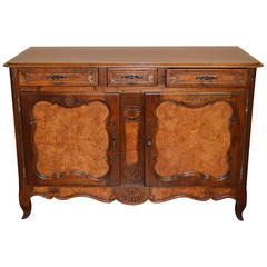 19th Century Louis XV Style Burled Walnut Buffet