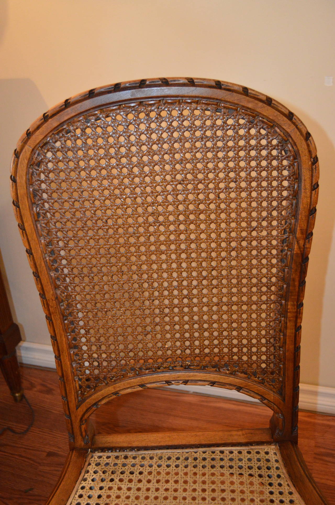 Set of 8 Louis XVI Style wood and caned dining Chairs 2