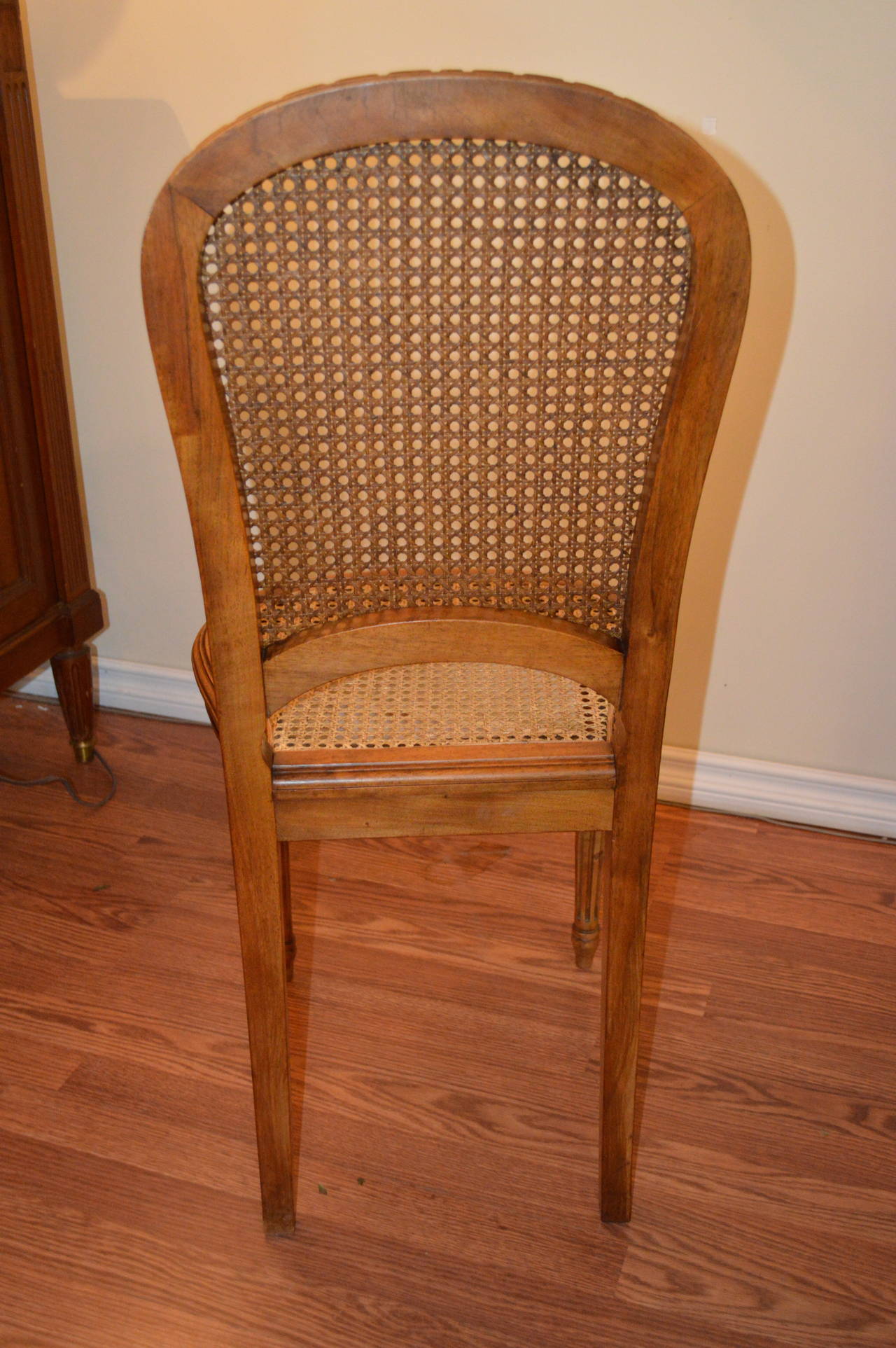 Set of 8 Louis XVI Style wood and caned dining Chairs 3