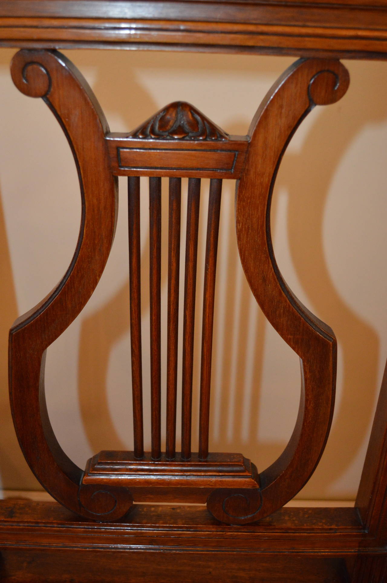 Mid-20th Century Set of Six Mahogany Harp Back Dining Chairs