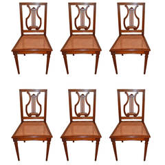 Set of Six Mahogany Harp Back Dining Chairs