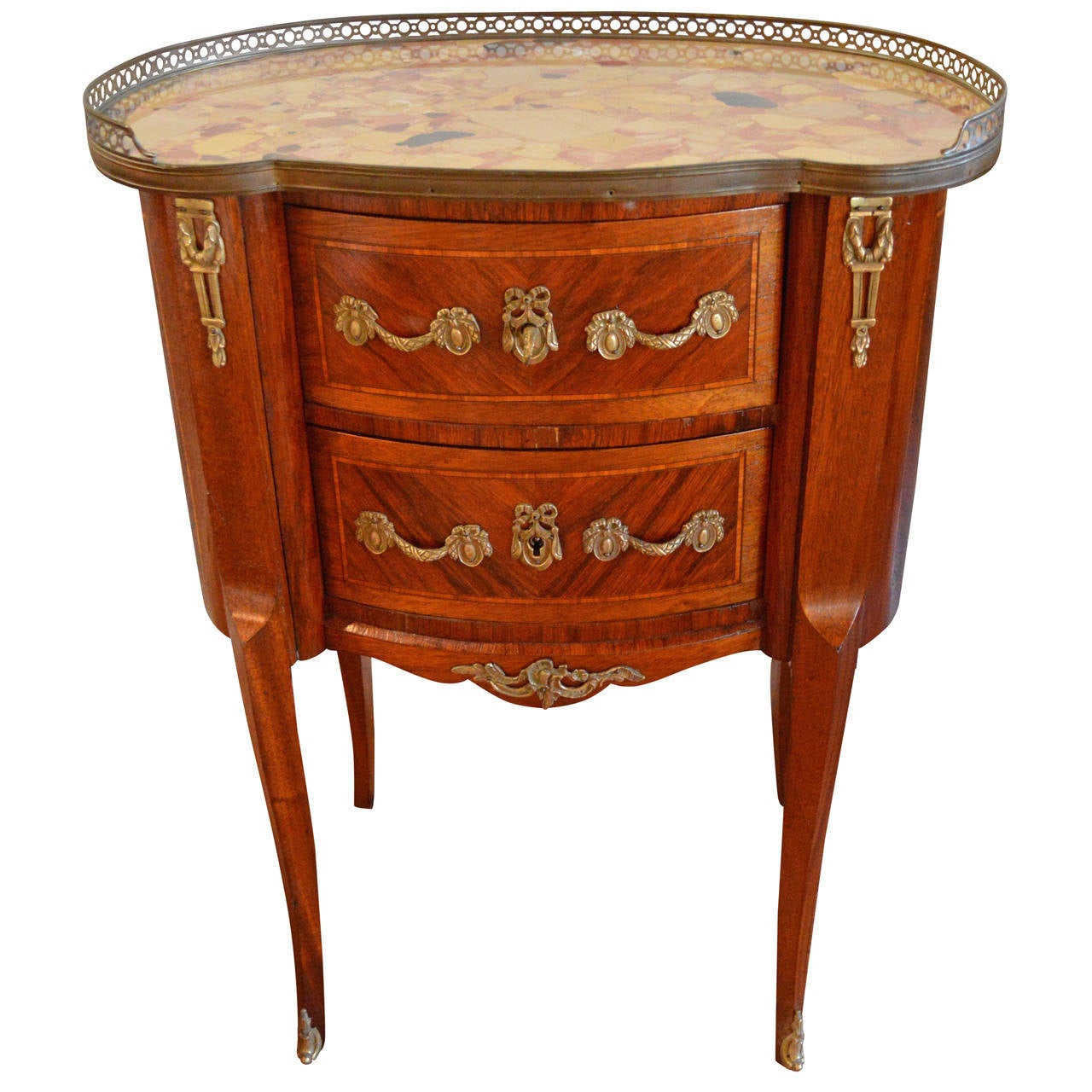 Louis XV Style Inlay Kidney Shape Petite Commode at 1stDibs