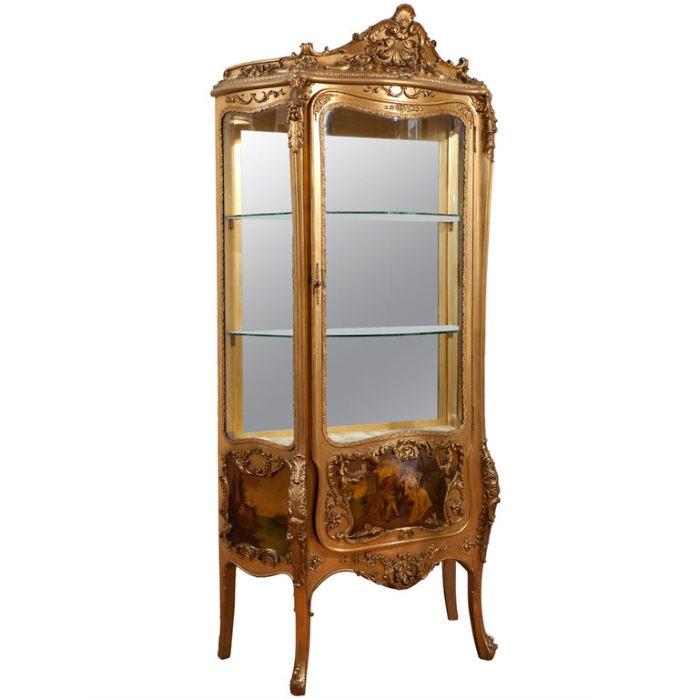 19th century Louis XV style gilded vitrine
