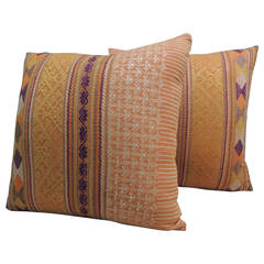 Pair of Laos Silk Pillows.