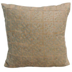 Petite Fortuny Decorative Pillow in "Ashanti" Silver on Brown 12