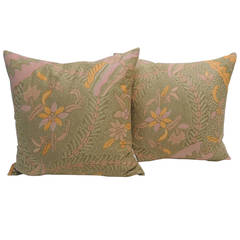 Pair of Orange and Pink Batik Decorative Pillows 4