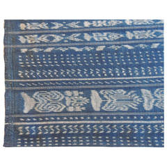 Blue and White Indonesian Ikat Textile.