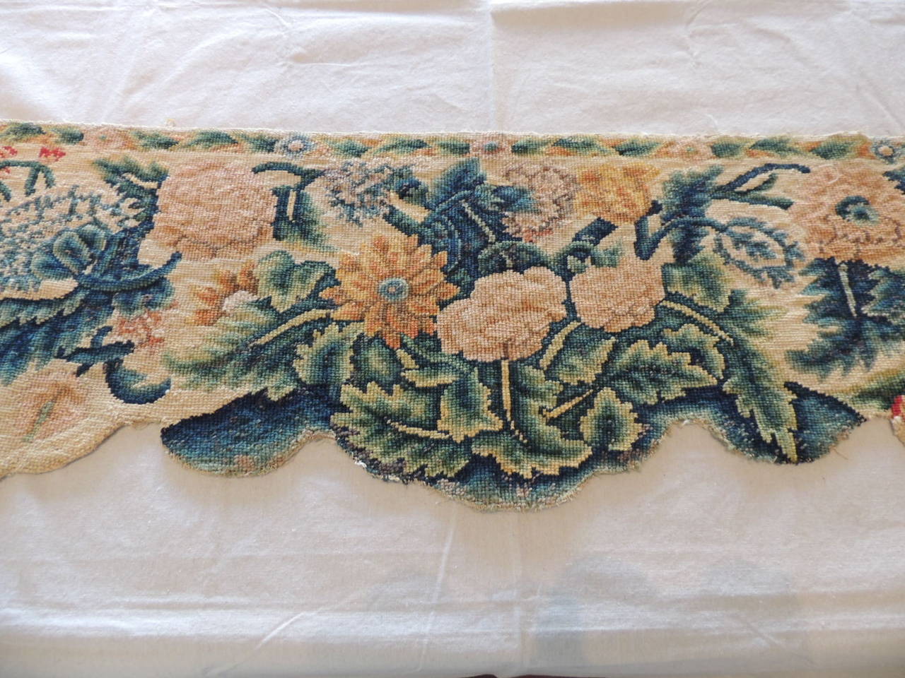 Neoclassical Revival 18th Century English Needlework Floral Tapestry Panel