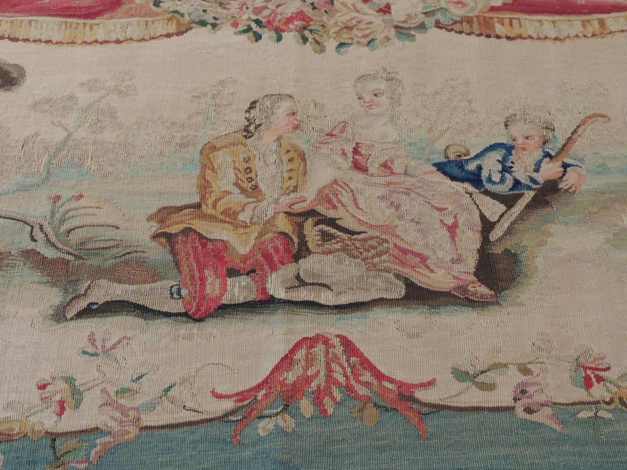 French Aubusson Settee Tapestry Cover.