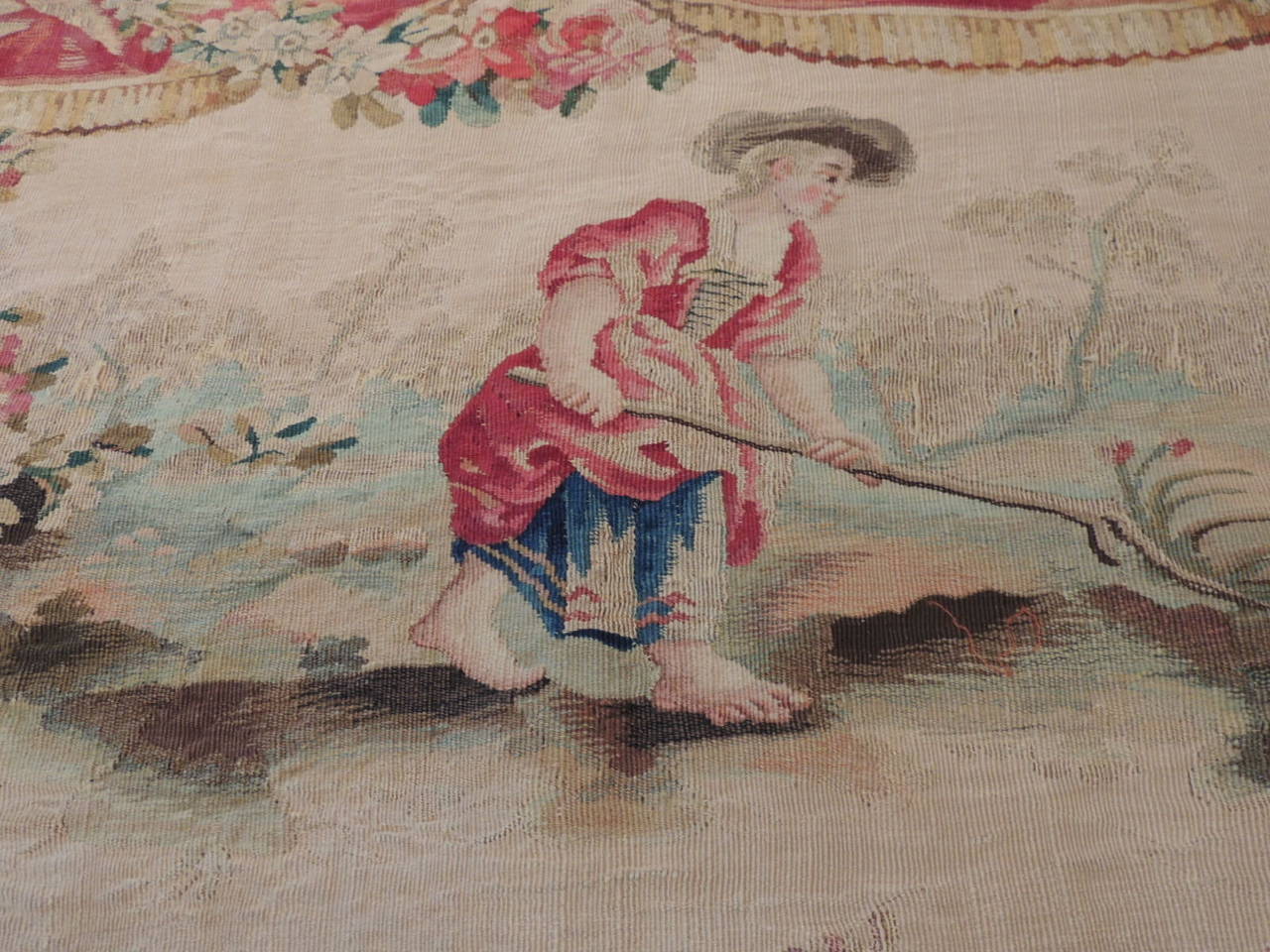 Hand-Woven Aubusson Settee Tapestry Cover.