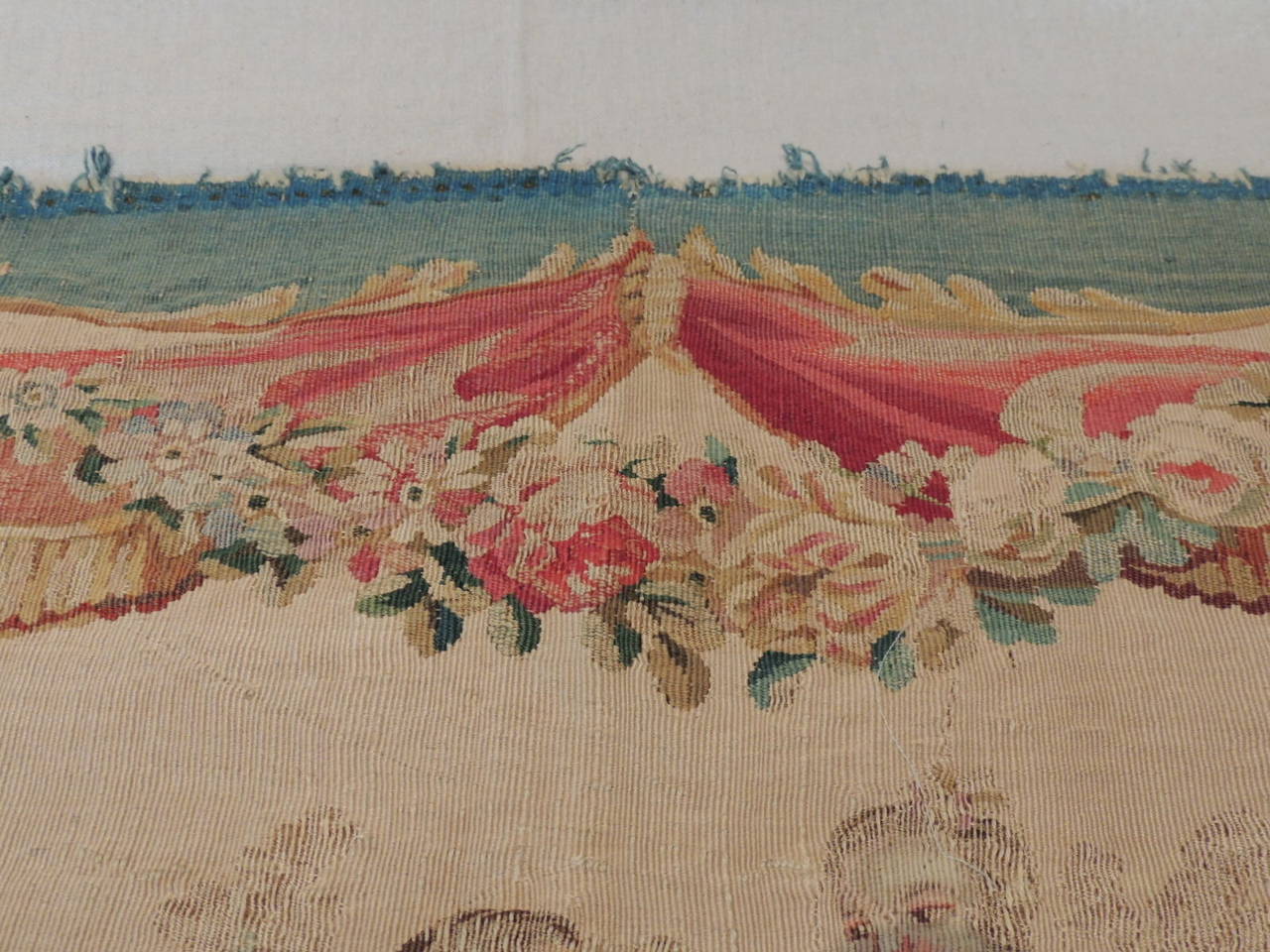 19th Century Aubusson Settee Tapestry Cover.