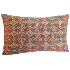 Vintage Colorful Tribal Orange Ikat Bolster Pillow