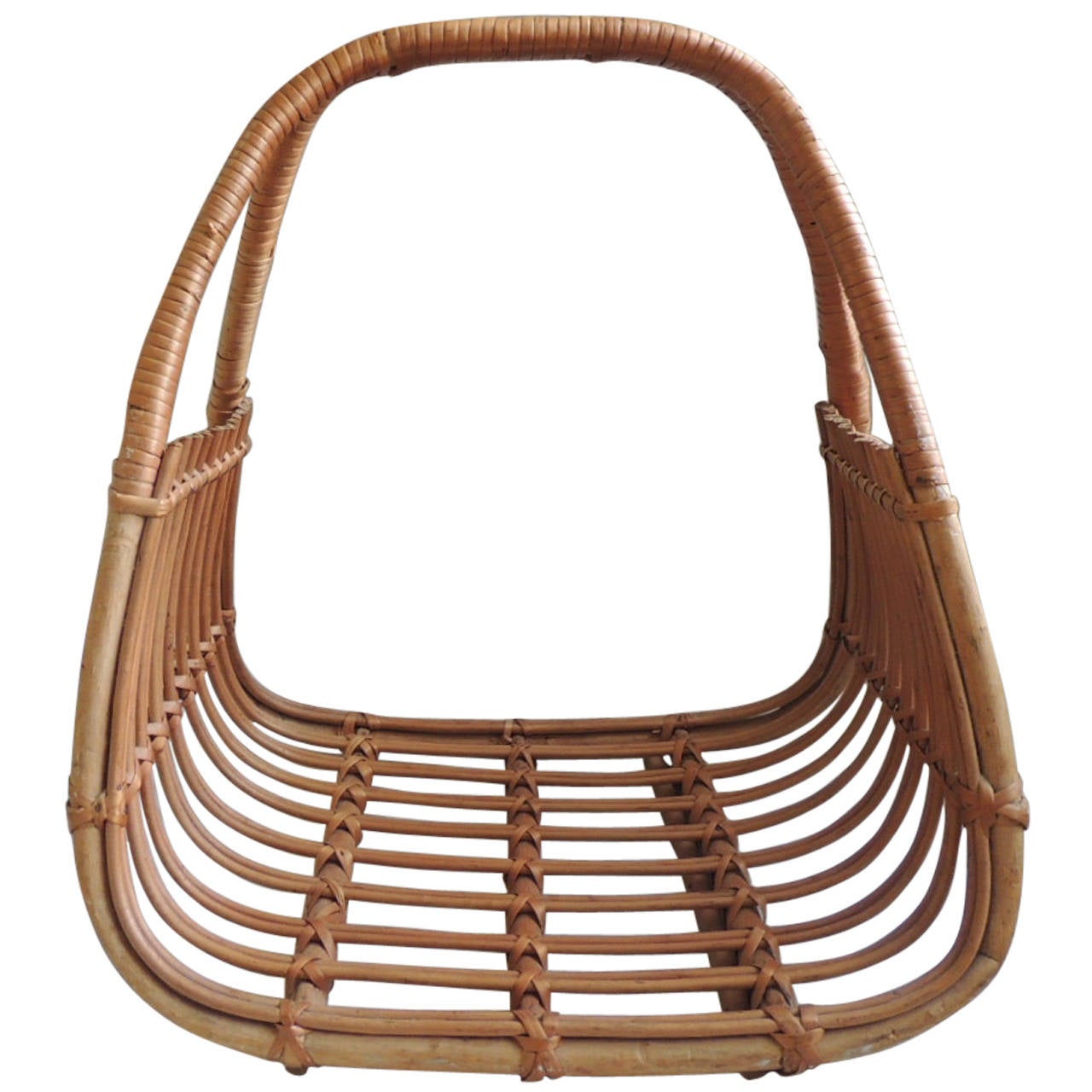Vintage Oval Rattan Magazine Holder at 1stDibs