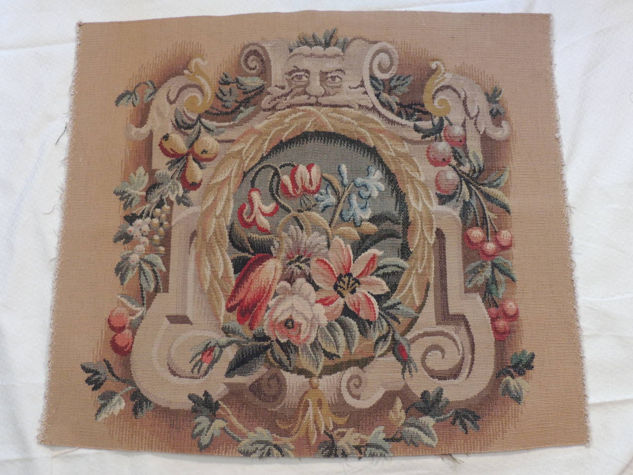 Hand-Knotted Pair of Floral Vintage Aubusson Tapestry Panels