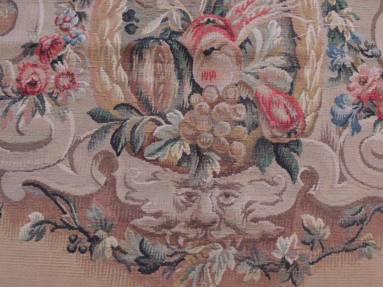 Pair of Floral Vintage Aubusson Tapestry Panels In Excellent Condition In Oakland Park, FL
