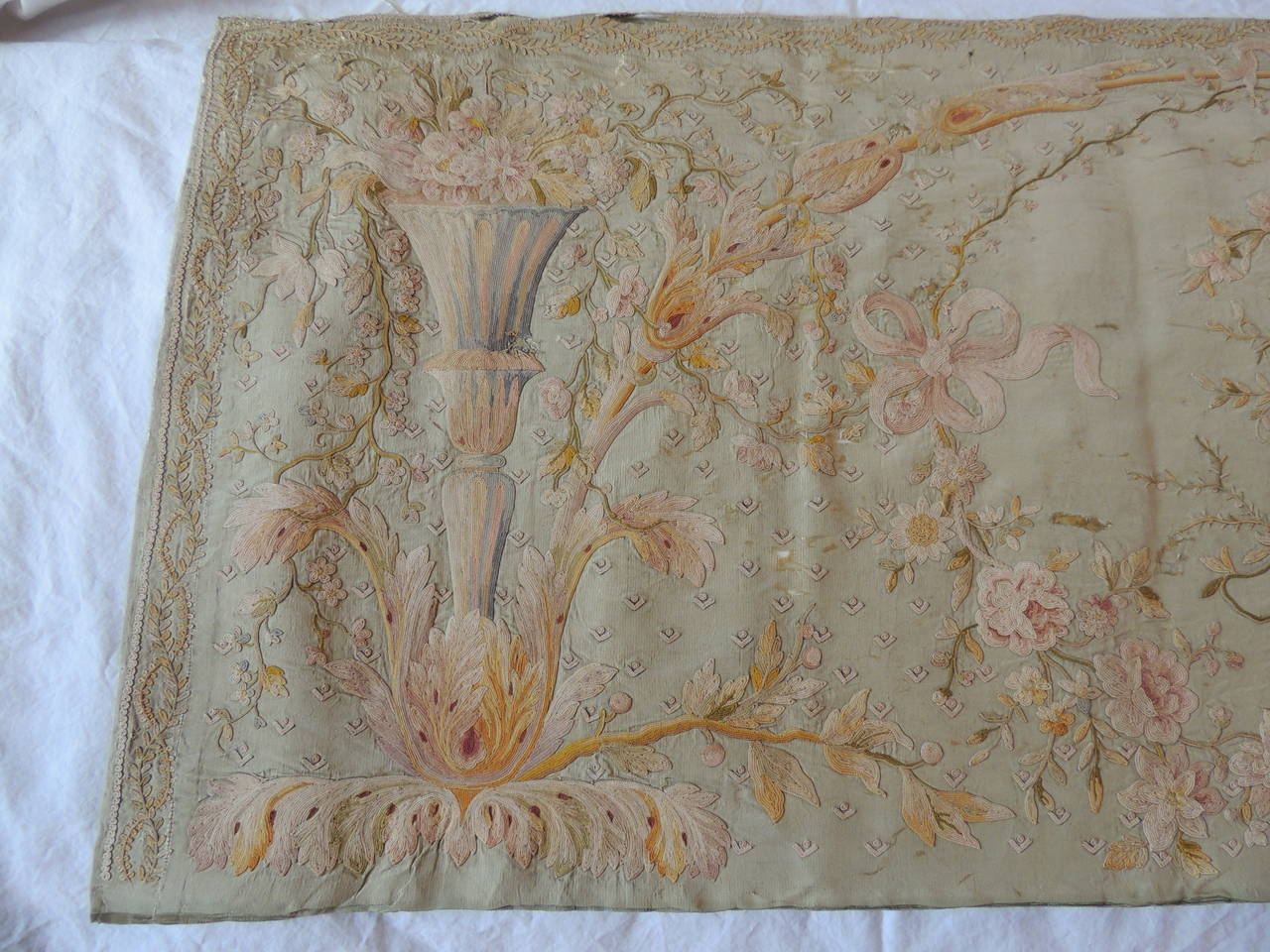 Italian Collection of Antique Textiles 18th Century Embroidery Panel