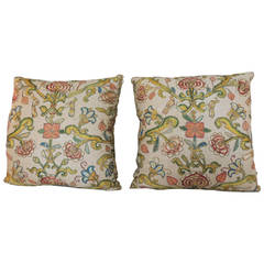 Pair of 19th c. Turkish Embroidery Floral Pillows