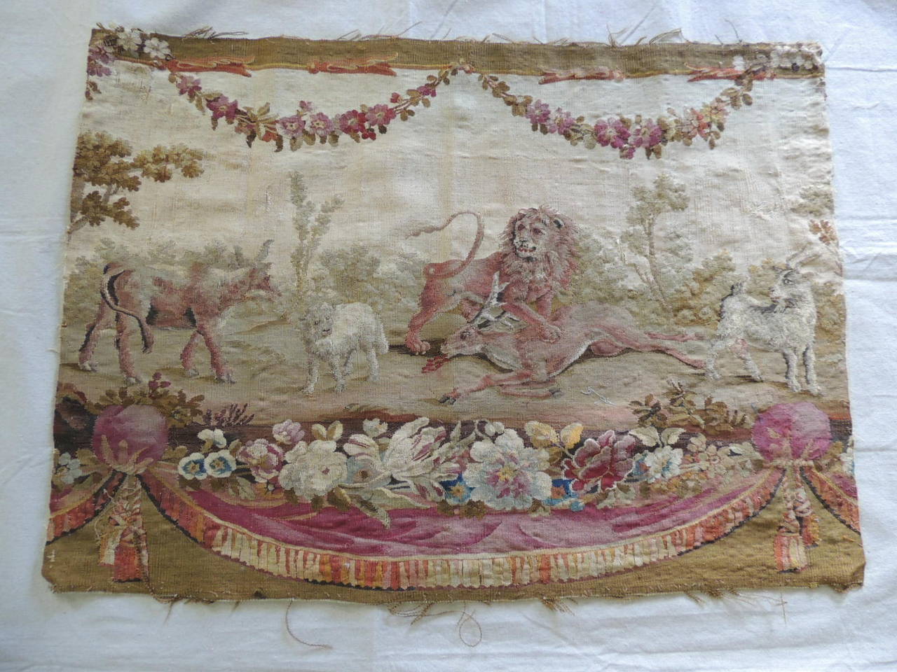 Aubusson Tapestry Antique Textile.
