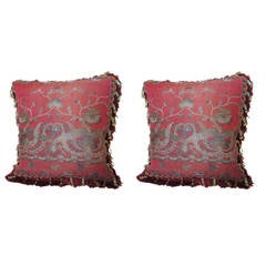 Pair of French Silk Brocade Pillows