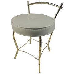 Vintage Art Deco Vanity Stool with Round Cushion