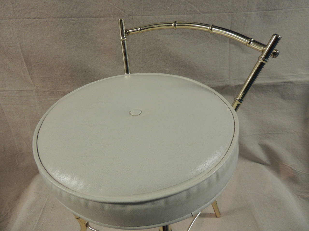 Vintage Art Deco Vanity Stool with Round Cushion