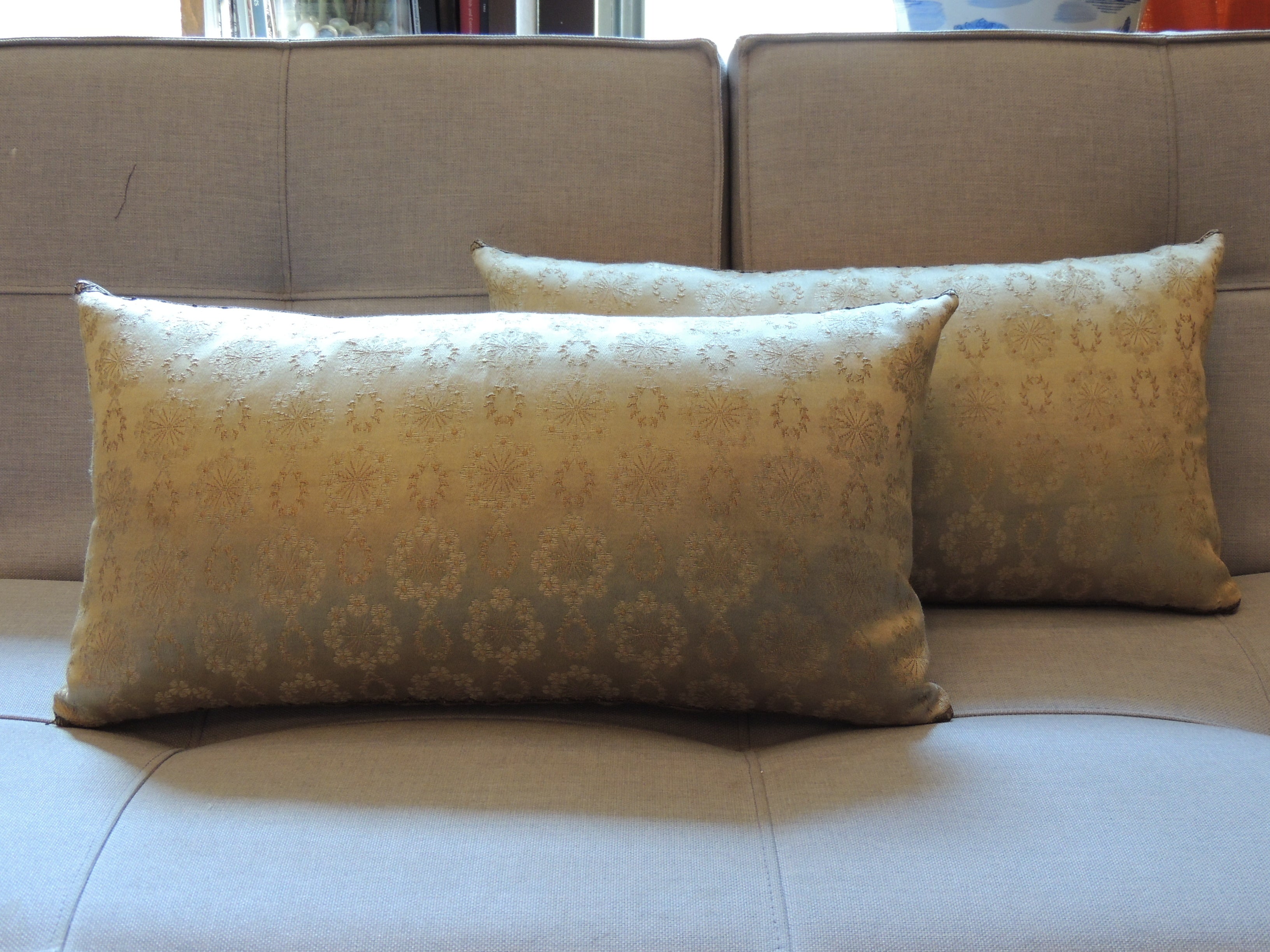 Pair of Japanese Silk Pillows. For Sale