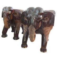 Pair of Impressive Elephant Carved Chairs