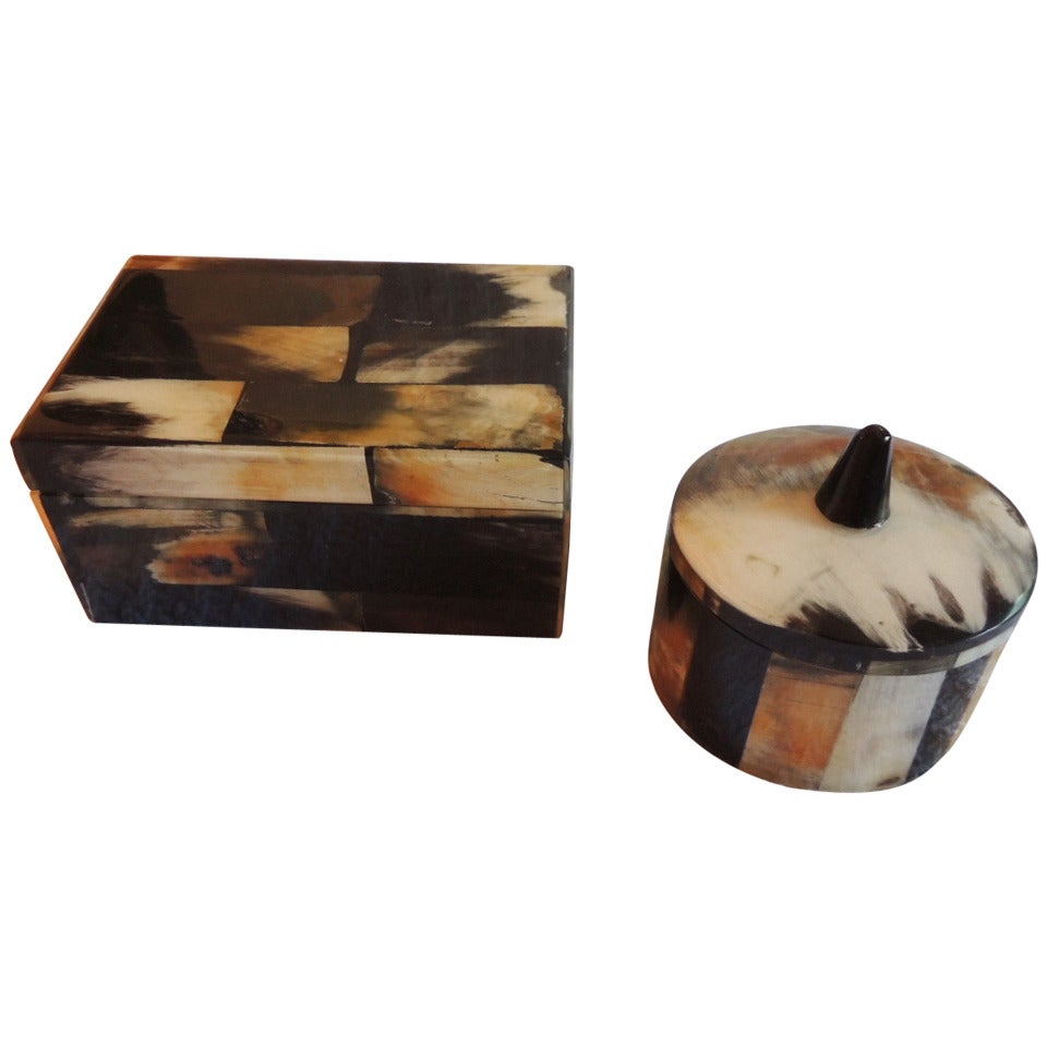 Set of (2) Buffalo Horn Boxes. For Sale