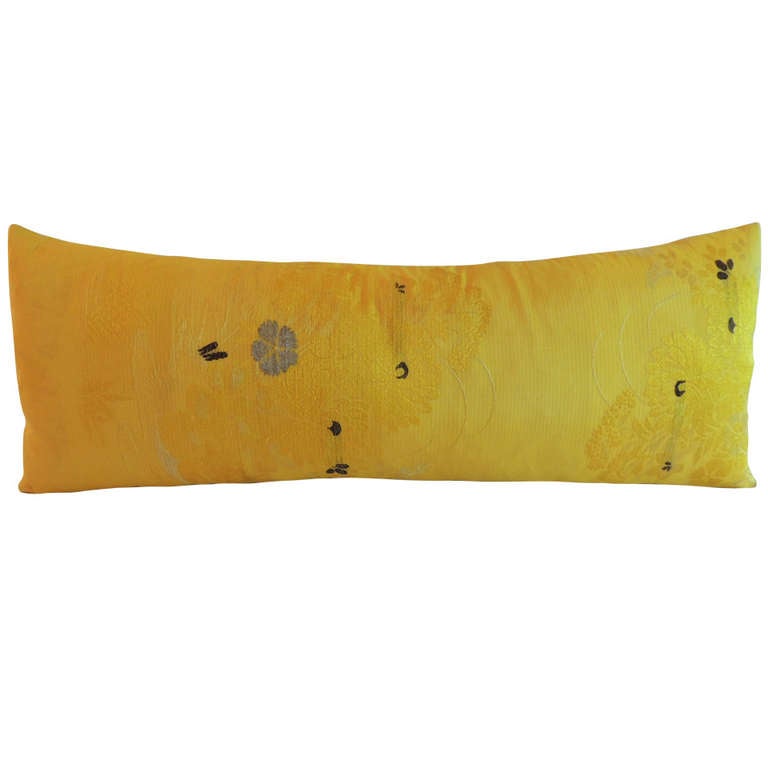 Yellow Japanese Obi Bolster Pillow At 1stdibs