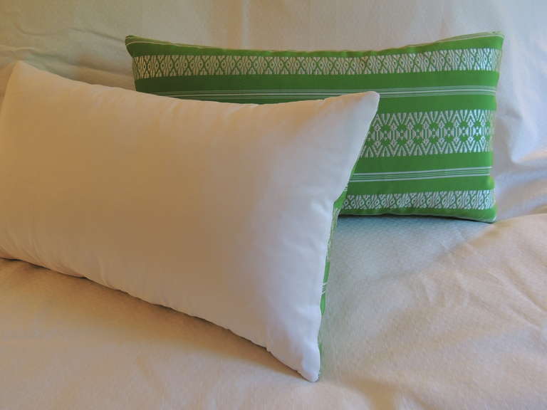 Pair of Vintage Japanese Silk Obi Lumbar Decorative Pillows For Sale at