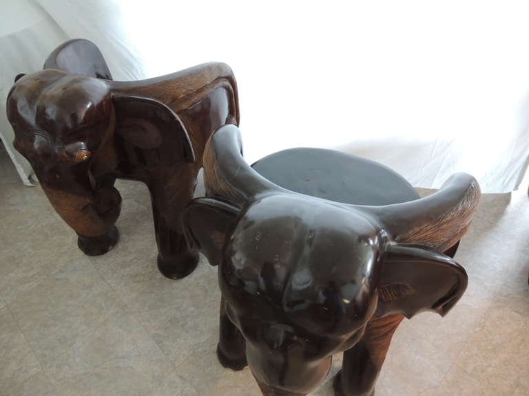 Pair of Impressive Elephant Carved Chairs In Good Condition For Sale In Oakland Park, FL