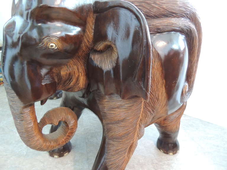 20th Century Pair of Impressive Elephant Carved Chairs For Sale