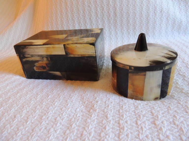 Set of (2) Buffalo Horn Boxes. In Excellent Condition For Sale In Oakland Park, FL