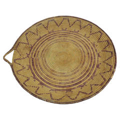 Large Round Tribal Woven Artisanal Basket with Handle