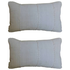 Antique Pair of French Linen Lumbar Pillows
