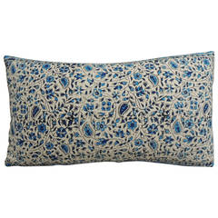 Blue and White Indian Lumbar Pillow