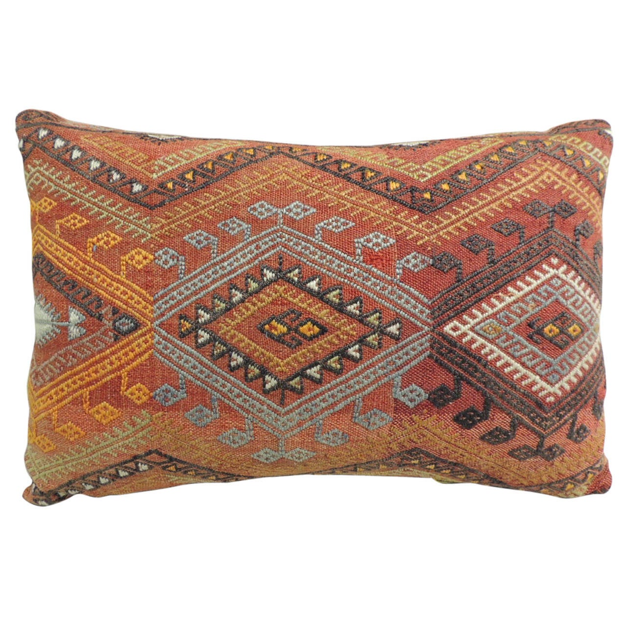 Handwoven Colorful Turkish Decorative Bolster Pillow For Sale at 1stdibs