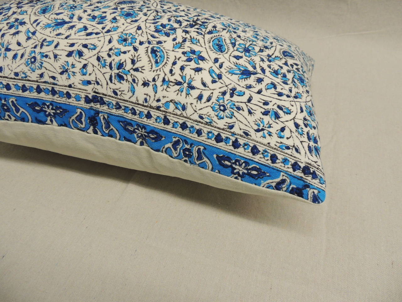 Blue and White Indian Lumbar Pillow
