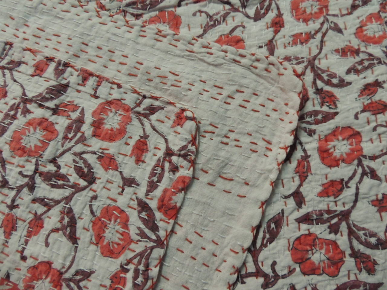 Cotton Indian Floral Patchwork Quilted Blanket