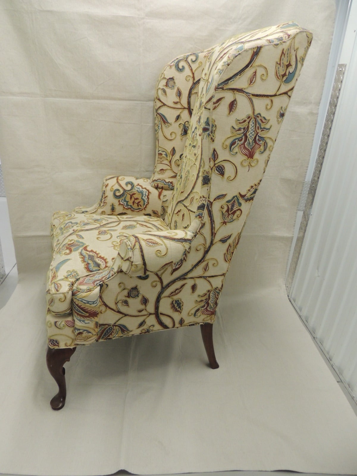 crewel wingback chair