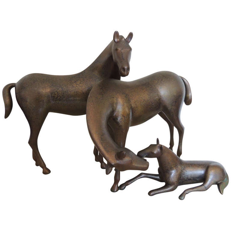 Bronze Horse Family by Loet Vanderveen.