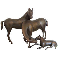 Bronze Horse Family by Loet Vanderveen.